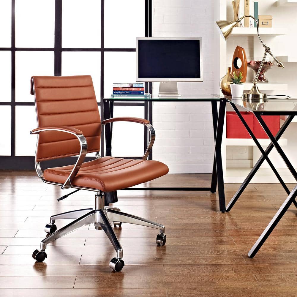 Terracotta High Back Swivel Office Chair with Chrome Base