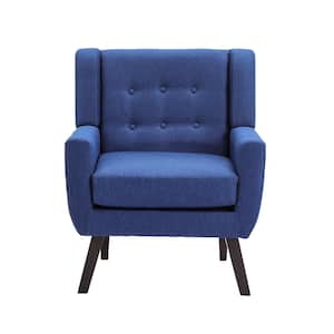 30 in. L Mid-Century Modern Blue Button Back Armchairs 1-Carton Pack