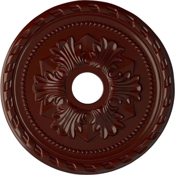 Ekena Millwork 1-5/8" x 20-7/8" x 20-7/8" Polyurethane Palmetto Ceiling Medallion, Brushed Mahogany