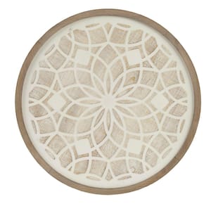 Leah Natural/White Round Two-tone Medallion Wall Decor