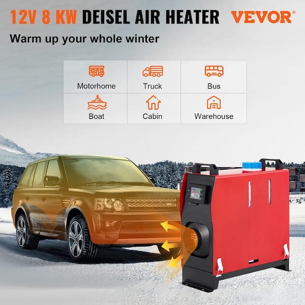 Diesel Heater 8KW Air Space Heater 27304 BTUs Muffler with LCD Thermostat Monitor Remote Control for Car Truck Motor