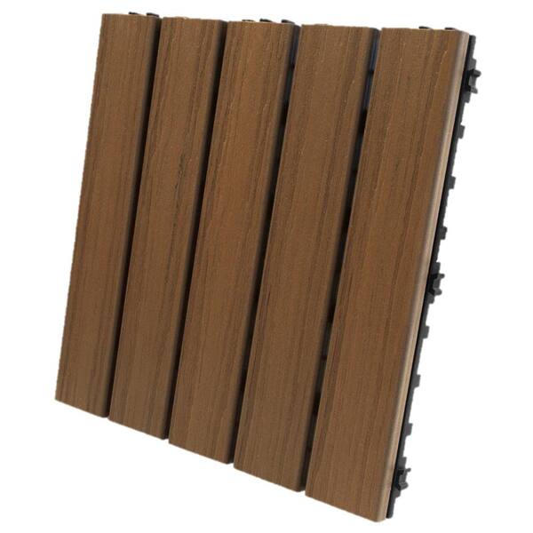 GRACIOUS LIVING INNOVATIONS 12 in. x 12 in. Dark Brown Polymer Interlocking Deck Balcony Tiles (10-Pack)