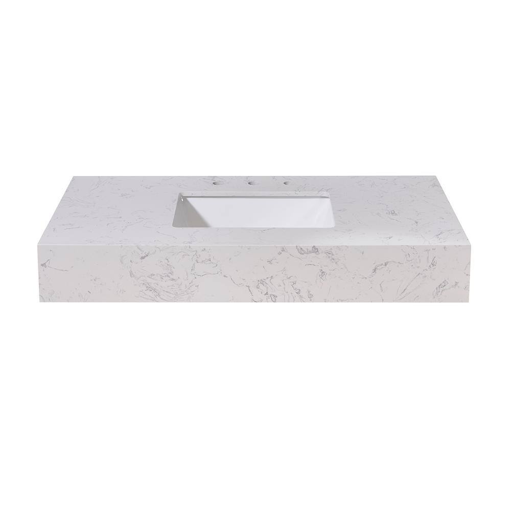 42" Aosta White Composite Stone Vanity Top with Sink
