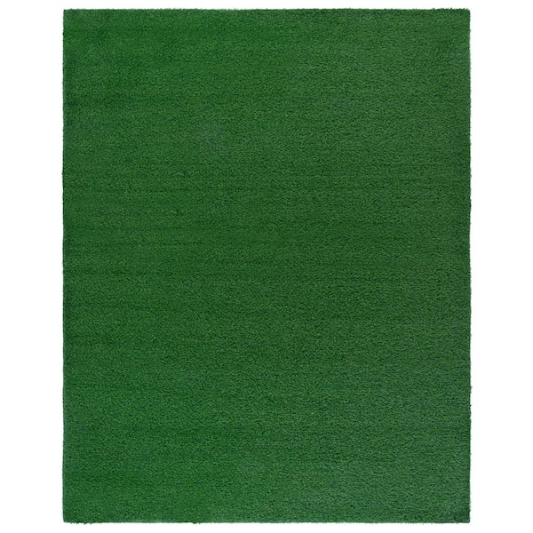 Turf 8 ft. x 10 ft. Green/Light Green Solid Color Indoor/Outdoor Area Rug