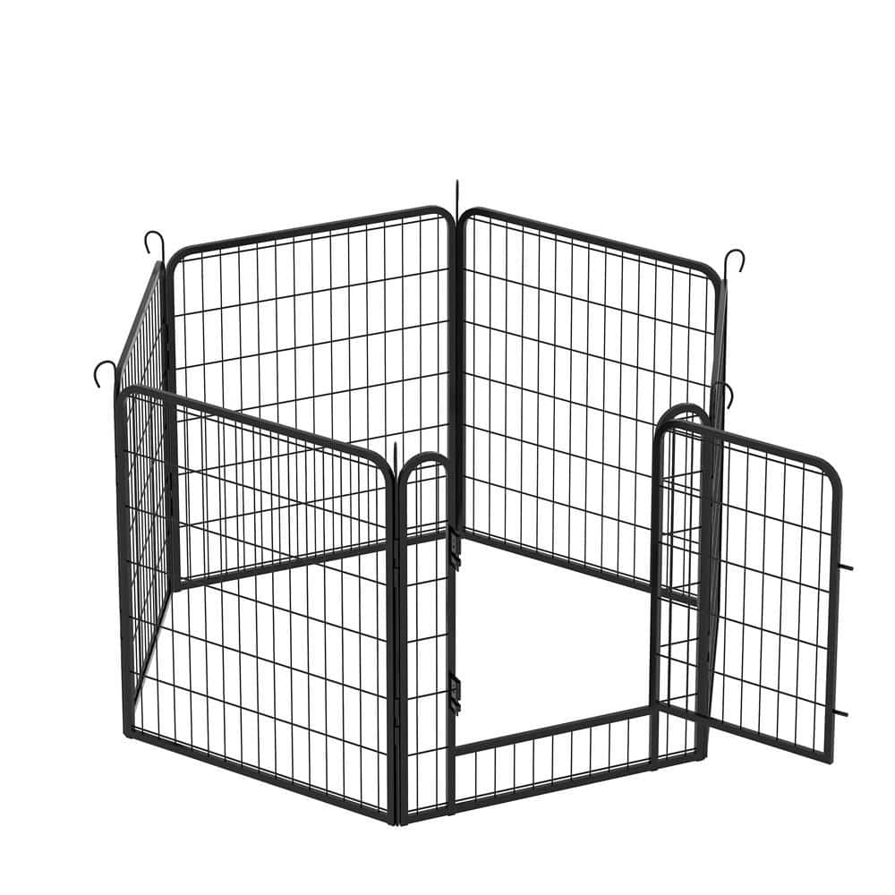 Dog Playpen, 32 in. H 6-Panels Fence Indoor Outdoor Heavy-Duty Metal Foldab