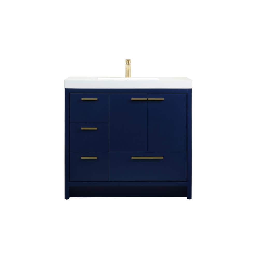 Timeless Home 36 in. W Single Bath Vanity in Blue with Resin Vanity Top in 