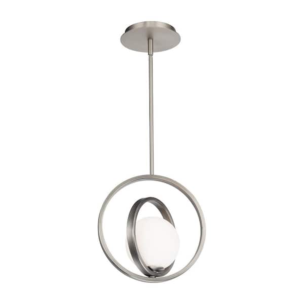WAC Lighting Ellington 1 Pendant 7-Watt Brushed Nickel Integrated LED Statement Glass Shade