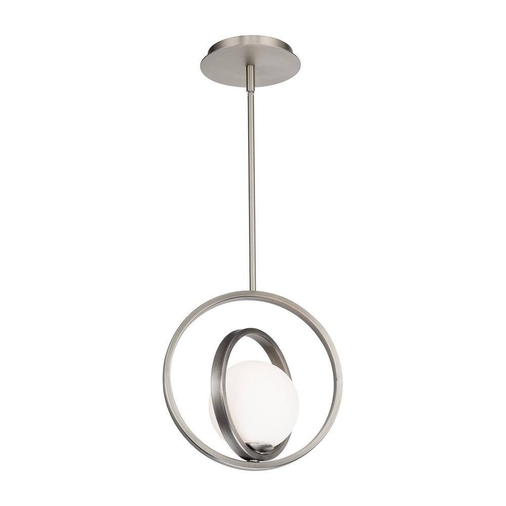 Ellington Mini Globe 10" LED Pendant in Brushed Nickel with Opal Glass