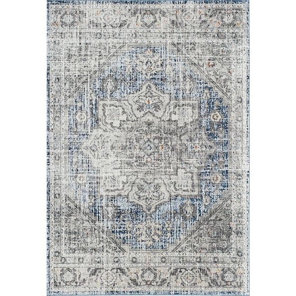 Rugs America Preston Magnolia Hatchwork Gray 5 ft. x 7 ft. Transitional Vintage Area Rug