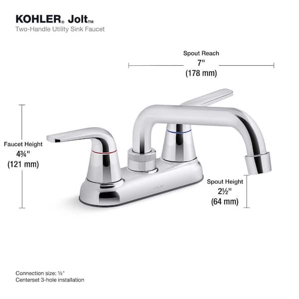 KOHLER Jolt 2-Handle Utility Sink Faucet in Polished Chrome