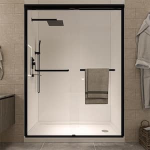 50 in. to 54 in. W x 72 in. H Sliding Framed Shower Door in Matte Black with Clear Glass Double Sliding Reversible