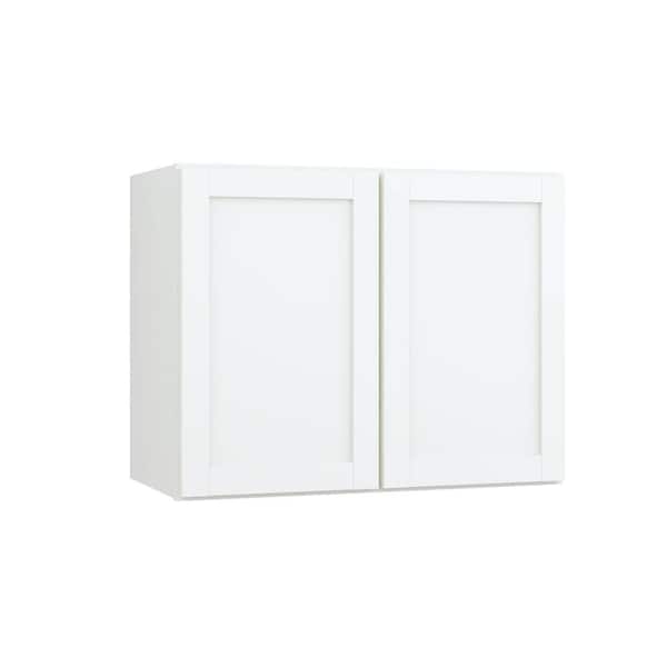 Hampton Bay Courtland 30 in. W x 12 in. D x 18 in. H Assembled Shaker Wall Kitchen Cabinet in Polar White