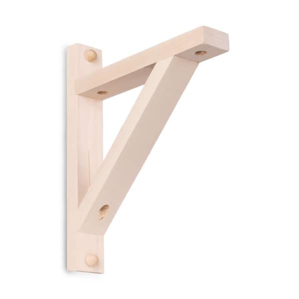 Artisan Angle Bracket 1.25 in. x 9 in. x 7.5 in. Unfinished Pine Wood - Bracket w/ Pre-Drilled Holes and Mount Screws