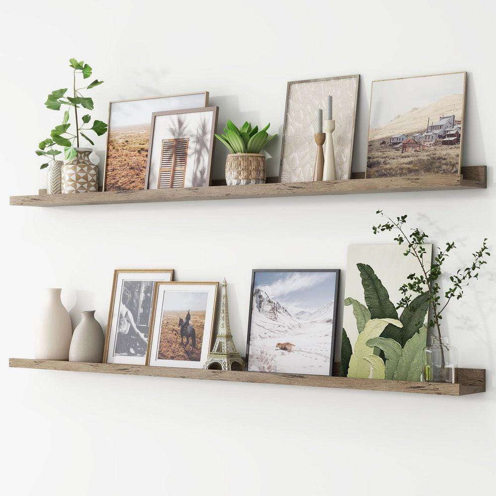 56 in. W x 4.7 in. D Grey Decorative Wall Shelf (Set-2) TG-D6