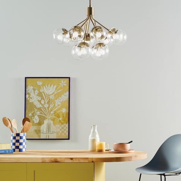 KICHLER Silvarious 30 in. 12-Light Champagne Bronze Modern Clear Glass Shaded Convertible Chandelier for Dining Room