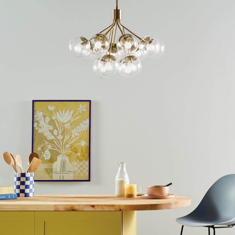 Champagne Bronze 12-Light Clear Glass Chandelier