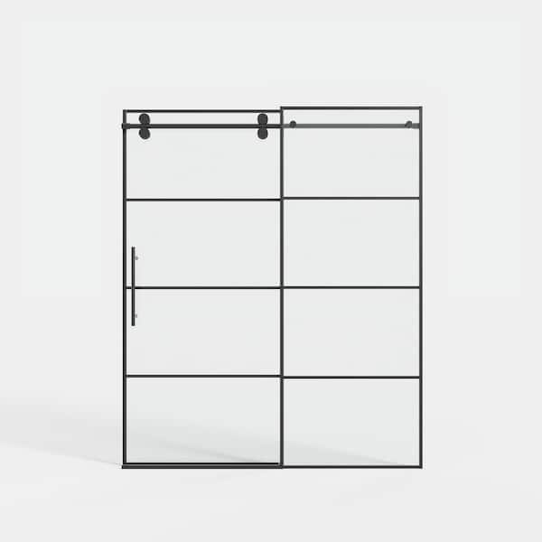 MEDUNJESS WYonder 60 in. W x 72 in. H Framed Shower Door in Matte Black with 5/16 in. (8 mm) Clear Glass