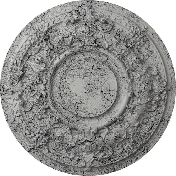 Ekena Millwork 2-1/2 in. x 32-3/4 in. x 32-3/4 in. Polyurethane Jackson Ceiling Moulding, Ultra Pure White Crackle