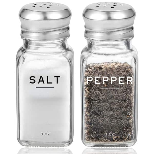 Glass Salt and Pepper Shakers for Kitchen Decor, Dining Table Countertop Accessory, Home and Restaurant (2-Pack)