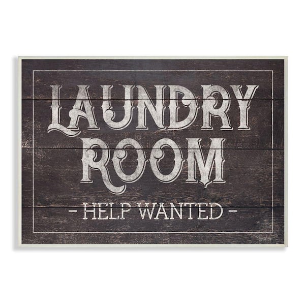 Stupell Industries 12 in. x 18 in. "Laundry Room Bathroom Wood Textured Word" by Gigi Louise Wood Wall Art