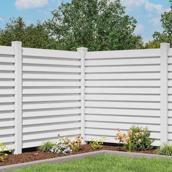 Louvered 6 in. x 6 in. White Vinyl Pyramid Fence Post Top
