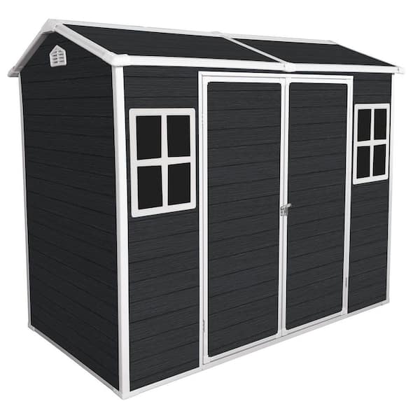 8 ft. W x 4 ft. D Resin Garden Shed with Floor and 2 Windows (32 sq. ft.)