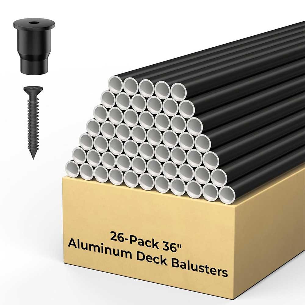 36 x 3/4 Round Aluminum Deck Balusters Black Staircase Spindles with Connectors 26-Pack for Outdoor Porch Railings price history on PriceWatchPro