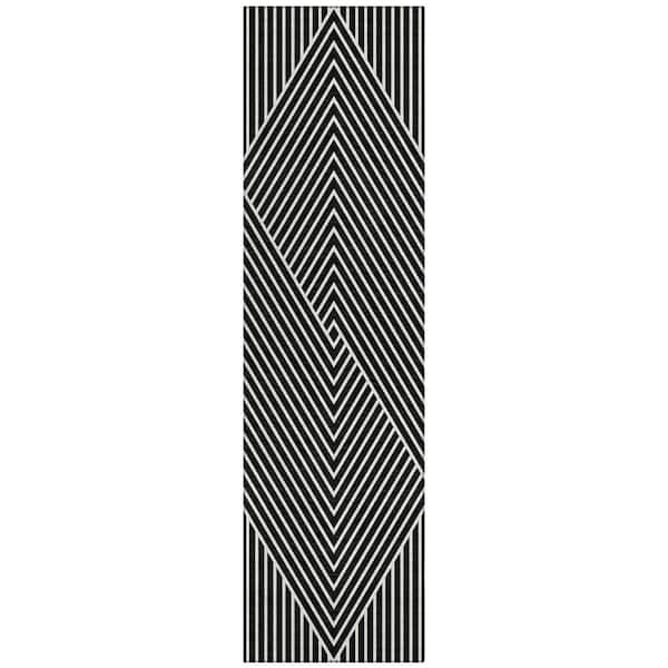 Chantille Machine Washable Indoor/Outdoor Abstract ACN937 Black 2 ft. 3 in. x 7 ft. 6 in. Area Rug