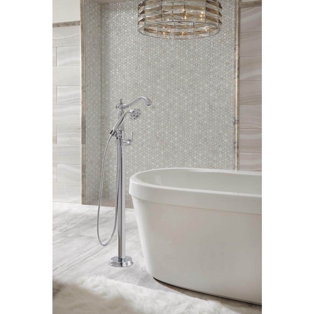 Cassidy Chrome Floor Mounted Tub Faucet with Handshower