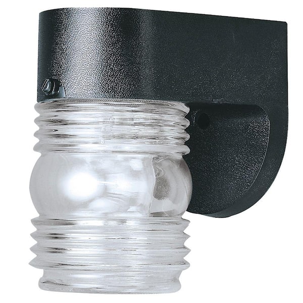 Westinghouse 1-Light Black Polypropylene Outdoor Wall Lantern Sconce with Clear Glass Jelly Jar