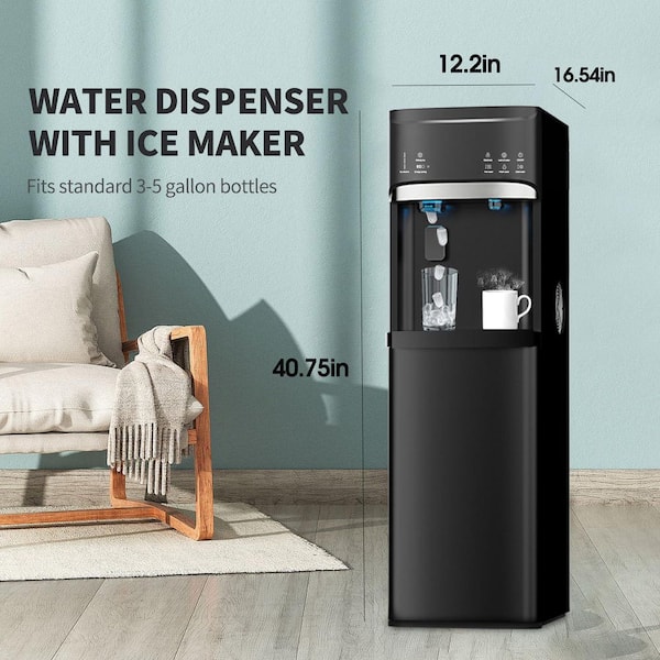 IHOMEadore 3 or 5 gal. Bottom Load Water Dispenser in Black with 3