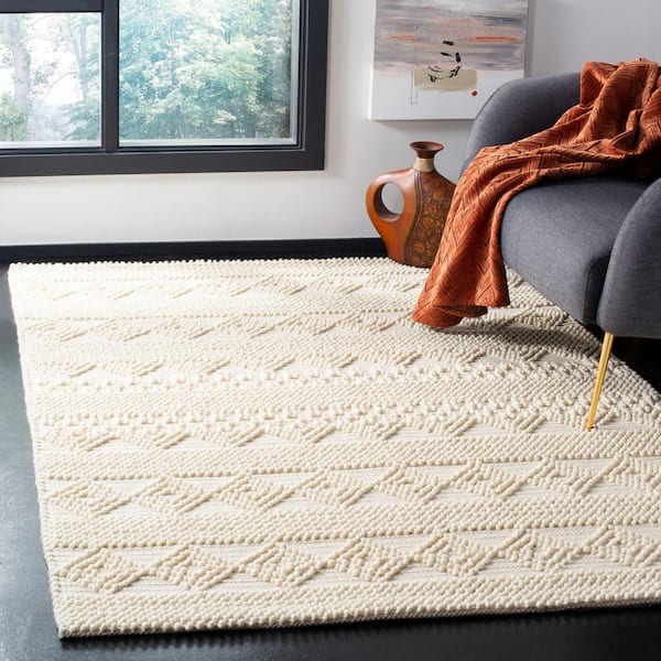 Natura 3 ft. x 4 ft. Ivory Striped Diamonds Area Rug
