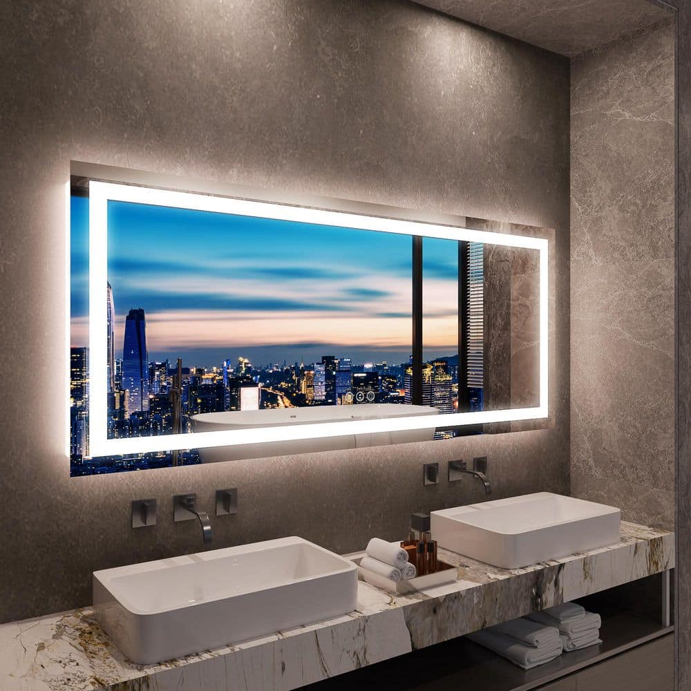 78 in. W x 32 in. H Rectangular Frameless LED Wall Mounted Bathroom Vanity Mirror price history on PriceWatchPro
