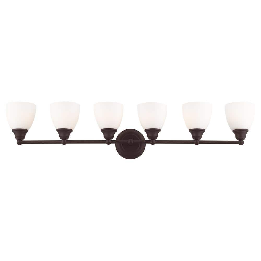 Somerville Bronze 6-Light Vanity with Satin Opal White Glass