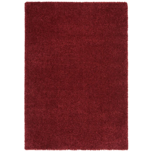 August Shag Burgundy 9 ft. x 12 ft. Solid Area Rug