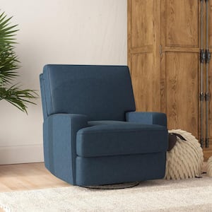 Raymond Dark Blue Fabric Fabric Swivel Recliner