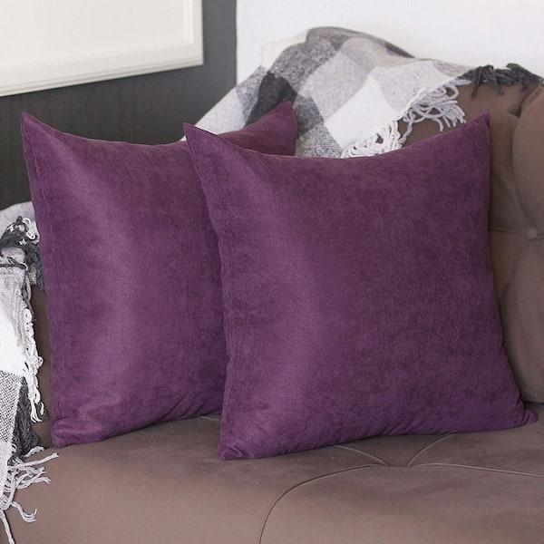 MIKE & Co. NEW YORK Honey Decorative Throw Pillow Cover Solid Color 20 in. x 20 in. Purple Square Pillowcase Set of 2