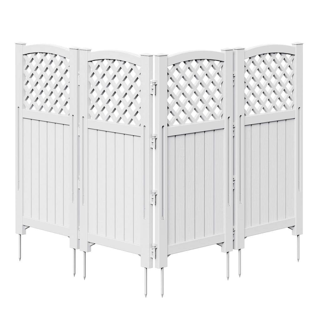 "21.8""W x 43.5"" H White Plastic Privacy Screen, 4-Panel Fence for Patio, Poolside to Hide Trash Cans" price history on PriceWatchPro