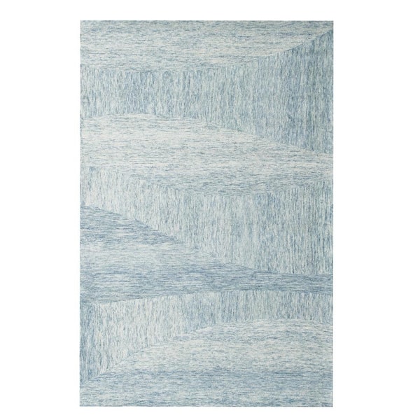LR Home Era Blue 9 ft. x 12 ft. Contemporary Hand-Tufted Abstract 100% Wool Rectangle Area Rug