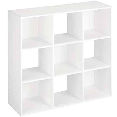 White Wood Look 9 Cube Organizer, White Cube Bookcase With Drawers