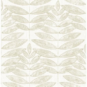 Akira Beige Leaf Paper Strippable Roll (Covers 56.4 sq. ft.)