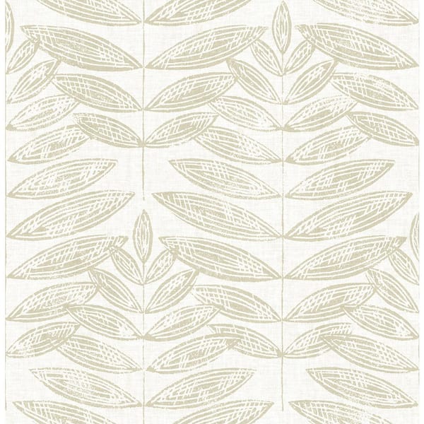A-Street Prints Akira Beige Leaf Beige Wallpaper Sample