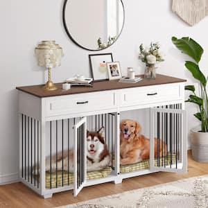 Large Furniture Style Dog Crate with Removable Irons, Dog Crate Furniture for Extra Large Dogs, Indestructible Dog Crate