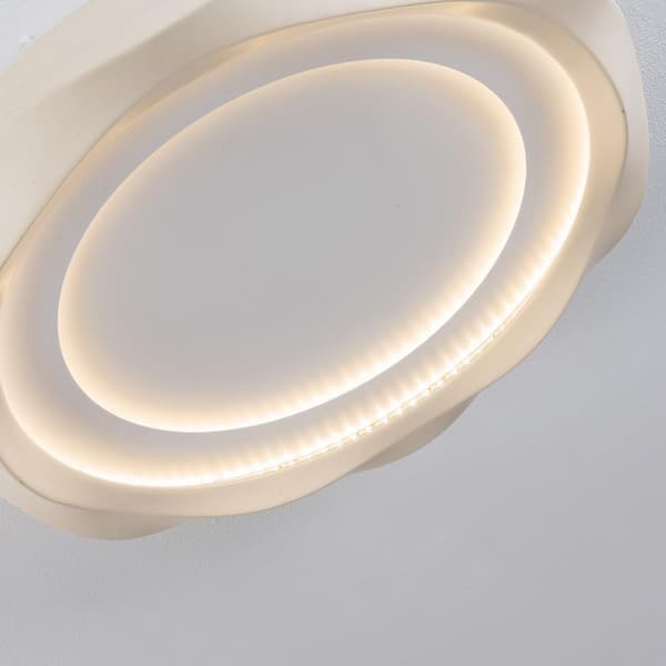 OUKANING 19.68 in. Beige Modern Dimmable Flush Mount Ceiling