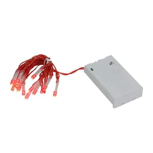 15 Battery Operated Orange LED Micro Wide Angle Mini Christmas Lights - 4.8 ft. Red Wire