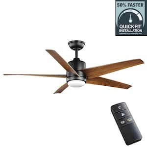 Mena 54 in. White Color Changing Integrated LED Indoor/Outdoor Matte Black Ceiling Fan with Light and Remote Control
