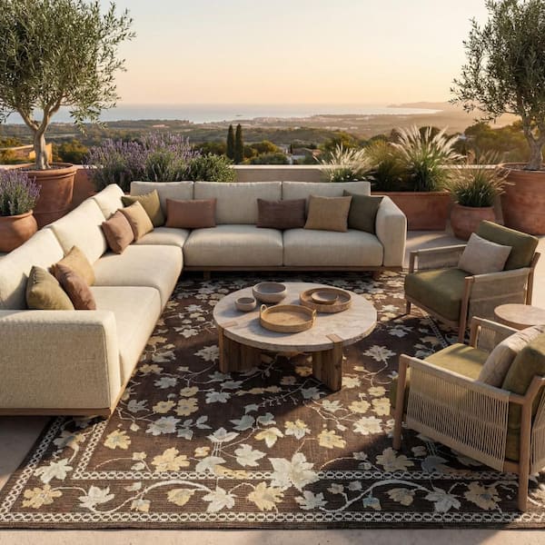 Selorae Transitional Brown 3 ft. x 8 ft. Outdoor Runner Rug