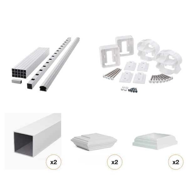 ArmorGuard White Composite Rail and Post Sleeve Kit with Cap, Molding, and Hardware (5-Piece)
