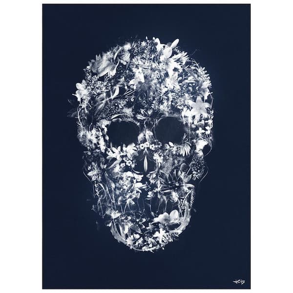 Empire Art Direct Blue and Black 8' x 10' Skull Silhouette Washable Art Area Rug Power-loomed Heavenly Softness with Non-Slipping Backing