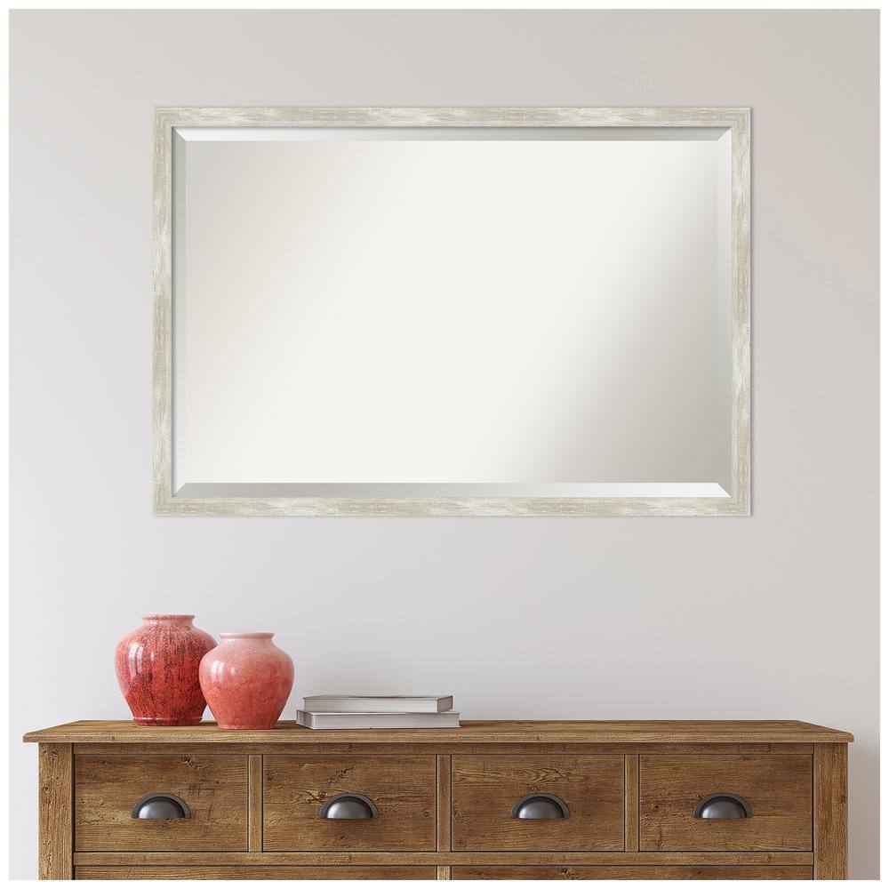 Crackled Metallic 44'' Silver Rectangular Vanity Wall Mirror